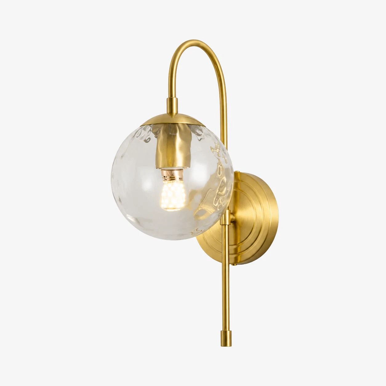 Wandlamp met gegolfd glas in goud, stijl A
