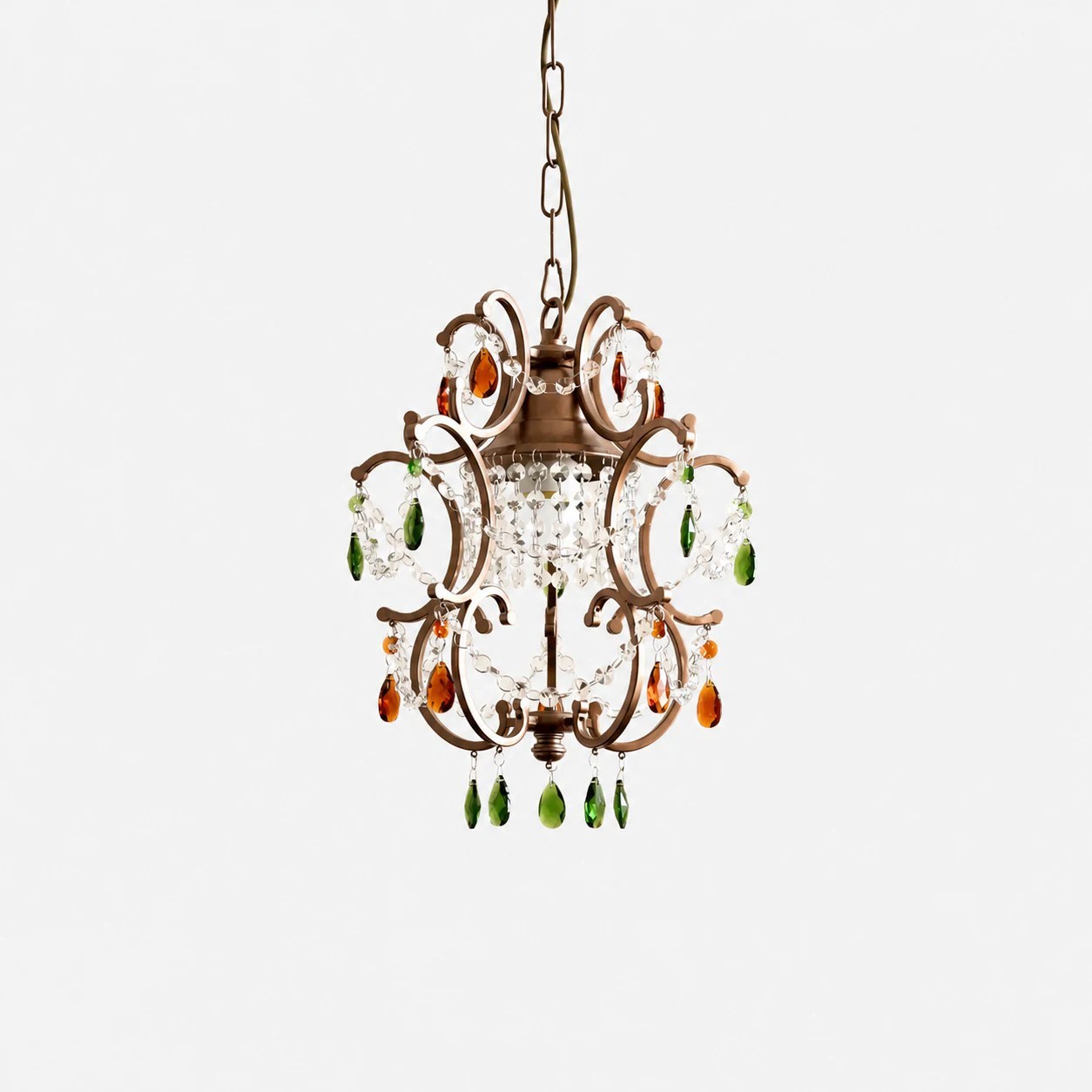 Suspension lumineuse en cristal multicolore