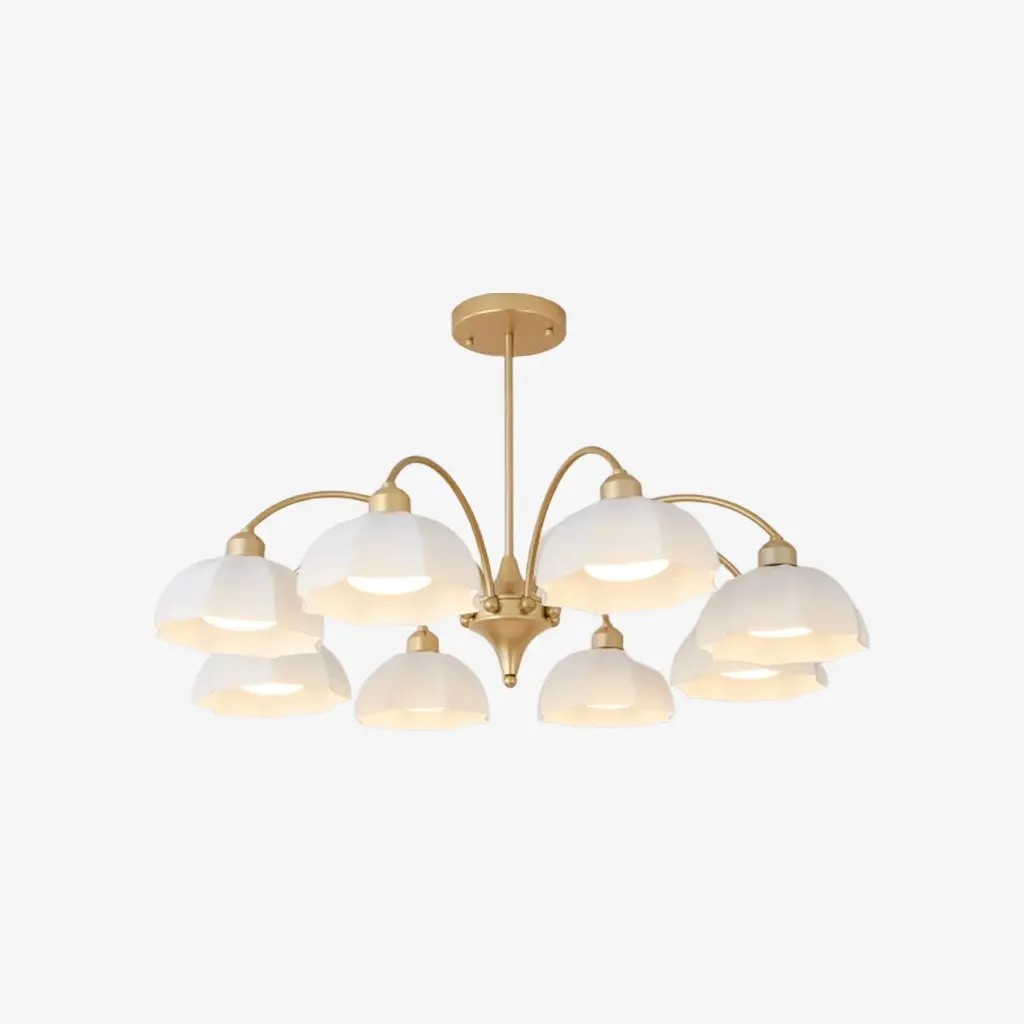 Gouden kroonluchter met 8 lampen