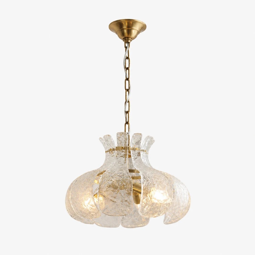 Transparante messing glazen kroonluchter, diameter 40 cm. SKU bekijken