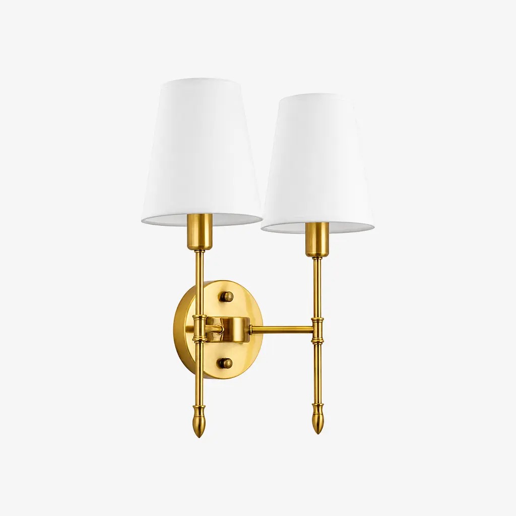 Two-head Style A wall light with fabric shades