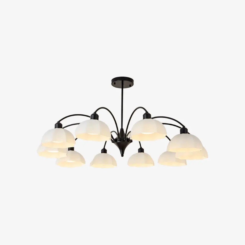 Zwarte kroonluchter met 10 lampen