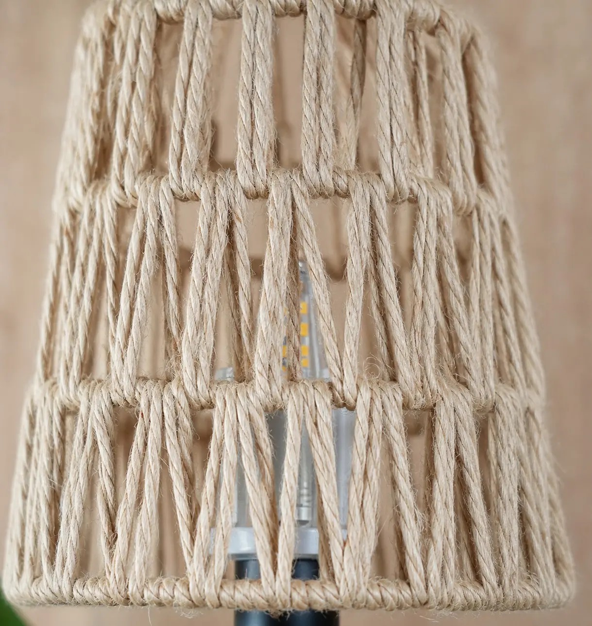 Close view of woven fabric shade craft