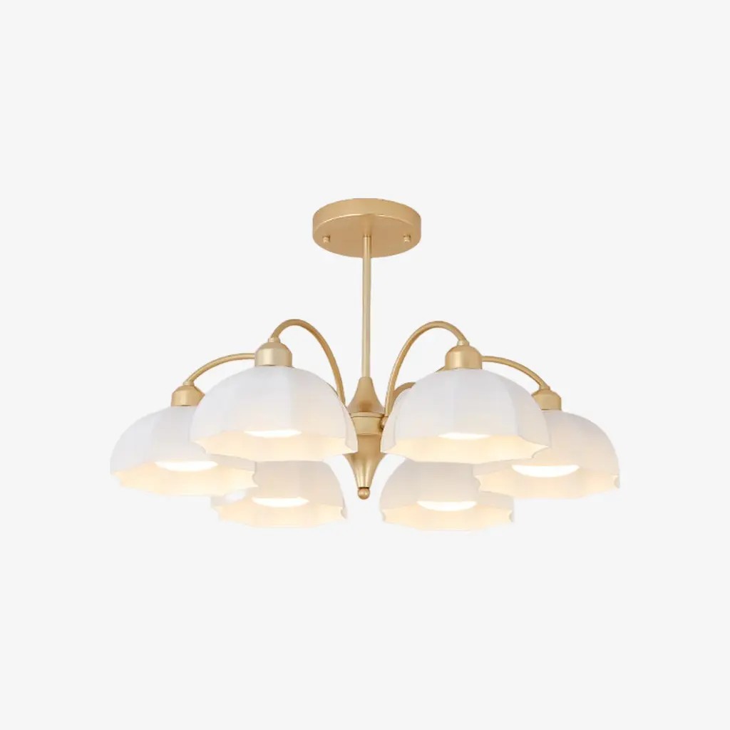 Gouden kroonluchter met 6 lampen