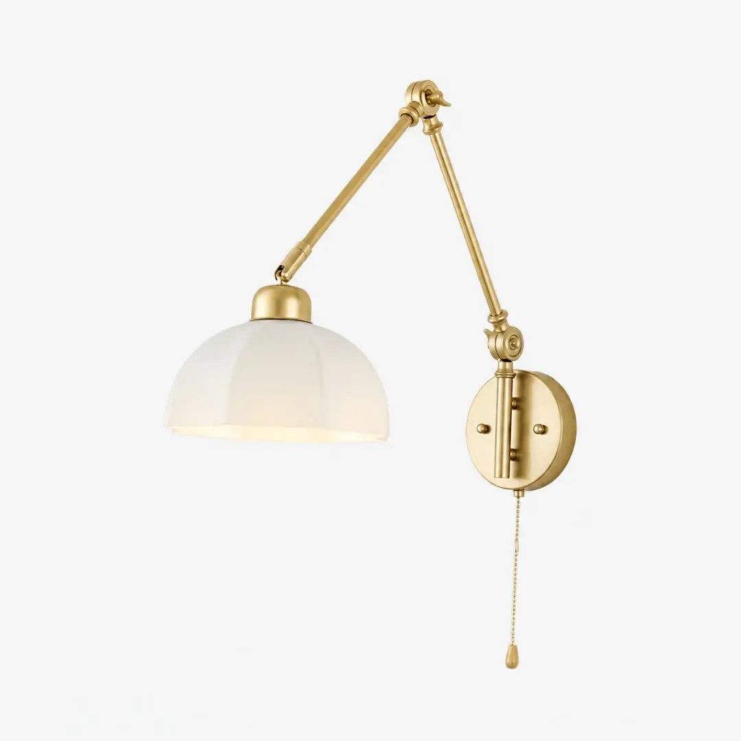 Gold swing arm wall lamp