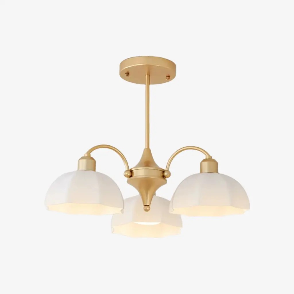 Gouden kroonluchter met 3 lampen