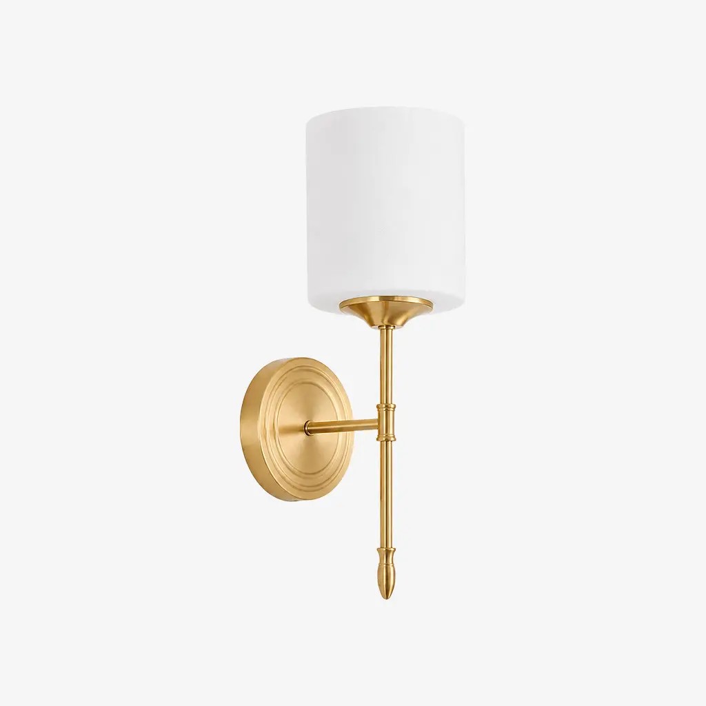 One-head Style D wall light with opal glass shade
