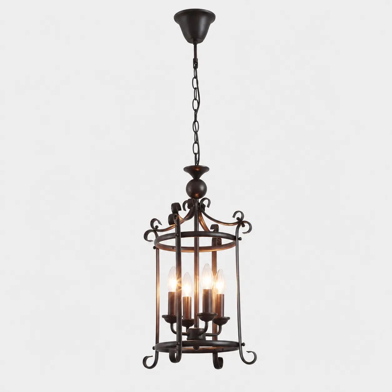 Hanglamp met vier lampen van zwart ijzer