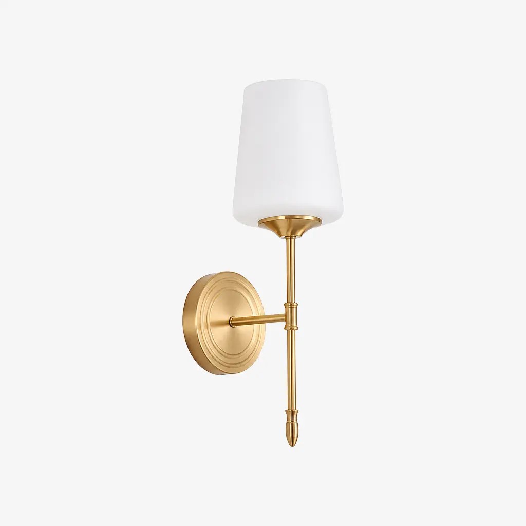 One-head Style C wall light with opal glass shade