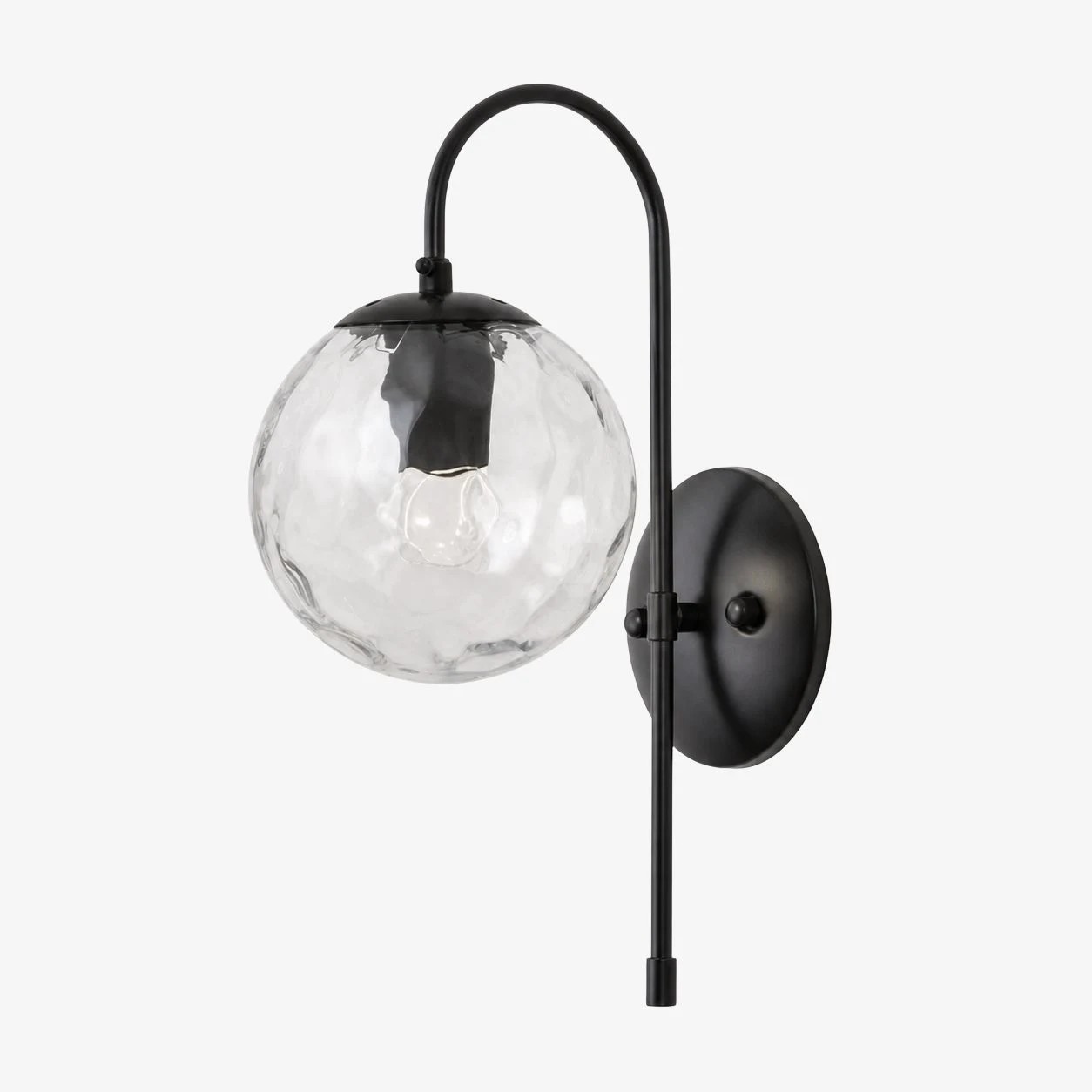 Wandlamp met geribbeld glas in zwart, stijl A