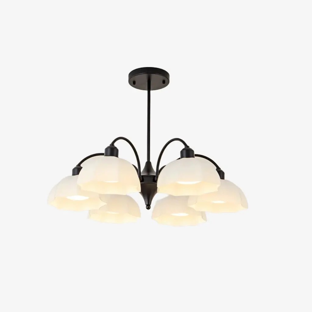 Zwarte kroonluchter met 6 lampen