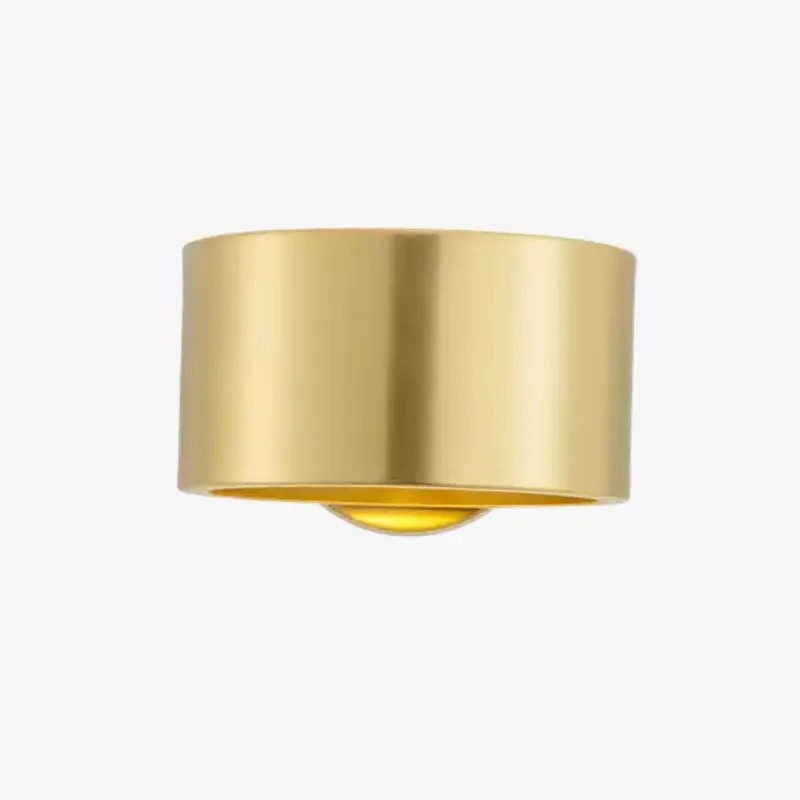 Aplique de pared cilíndrico de latón dorado