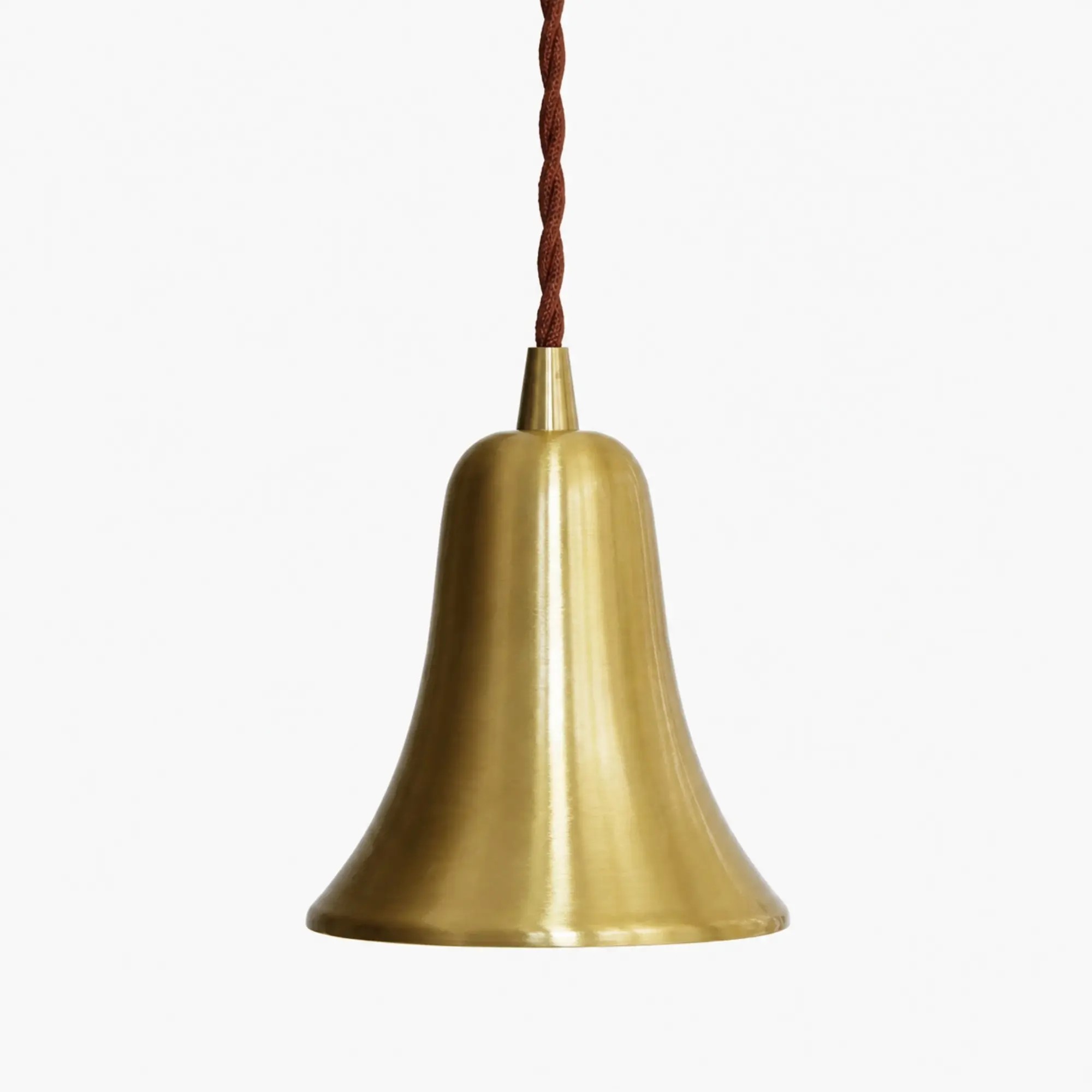 Klokvormige hanglamp in naturel messing