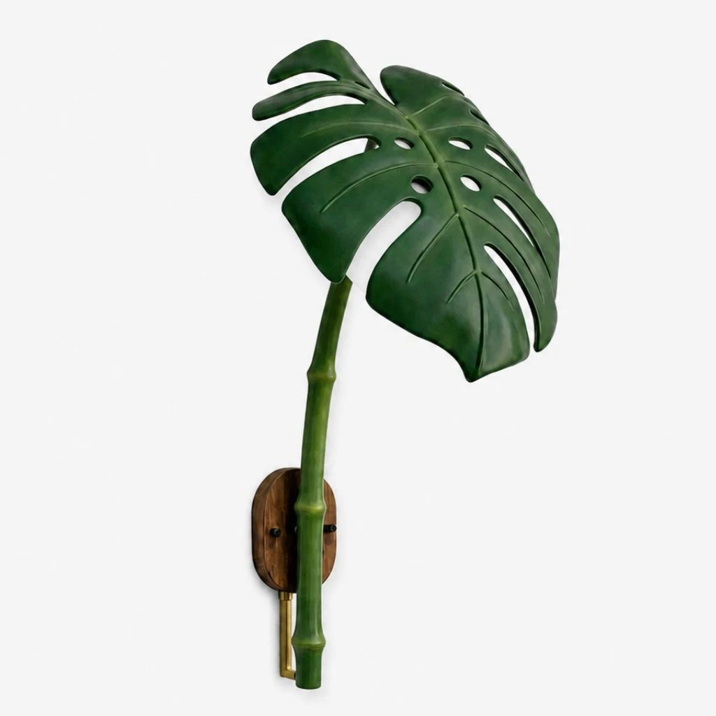 Lámpara de pared exterior de resina con forma de hoja de monstera