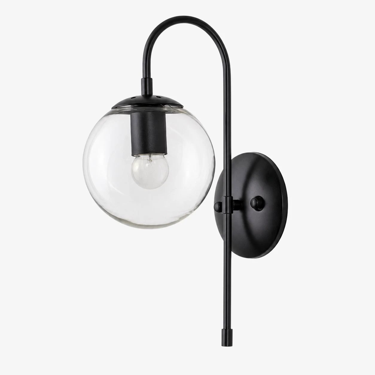 Wandlamp van helder glas in zwart, stijl A