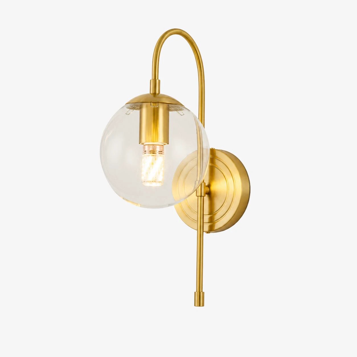 Wandlamp van helder glas in goudkleur, stijl A