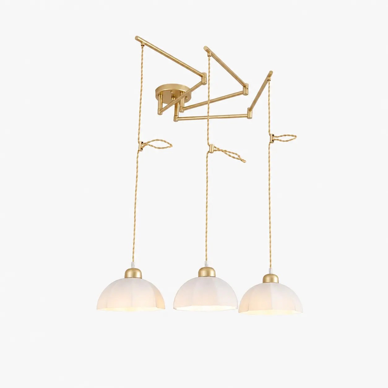 Gouden stijl C hanglamp met drie lampen