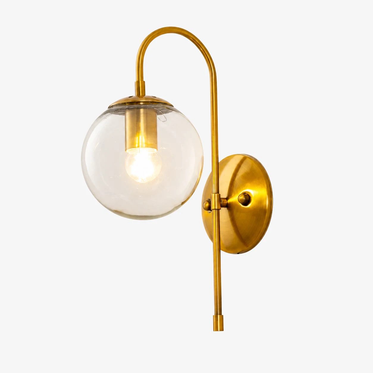 Wandlamp van helder glas in goudkleur, stijl B