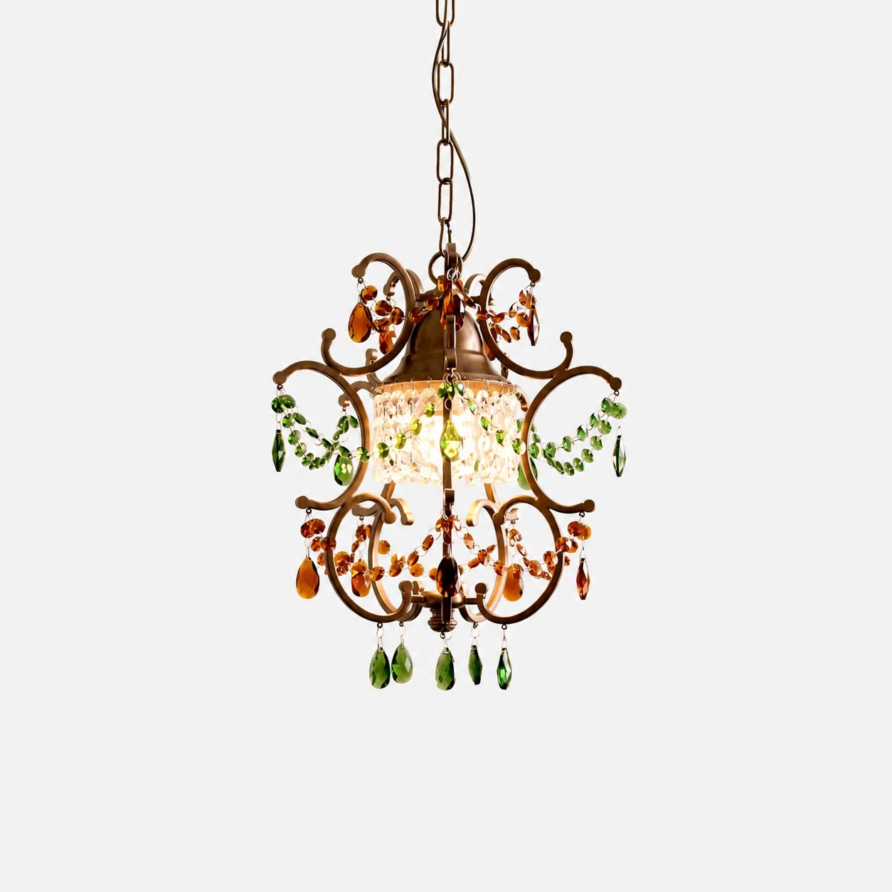 Suspension en cristal brun et vert