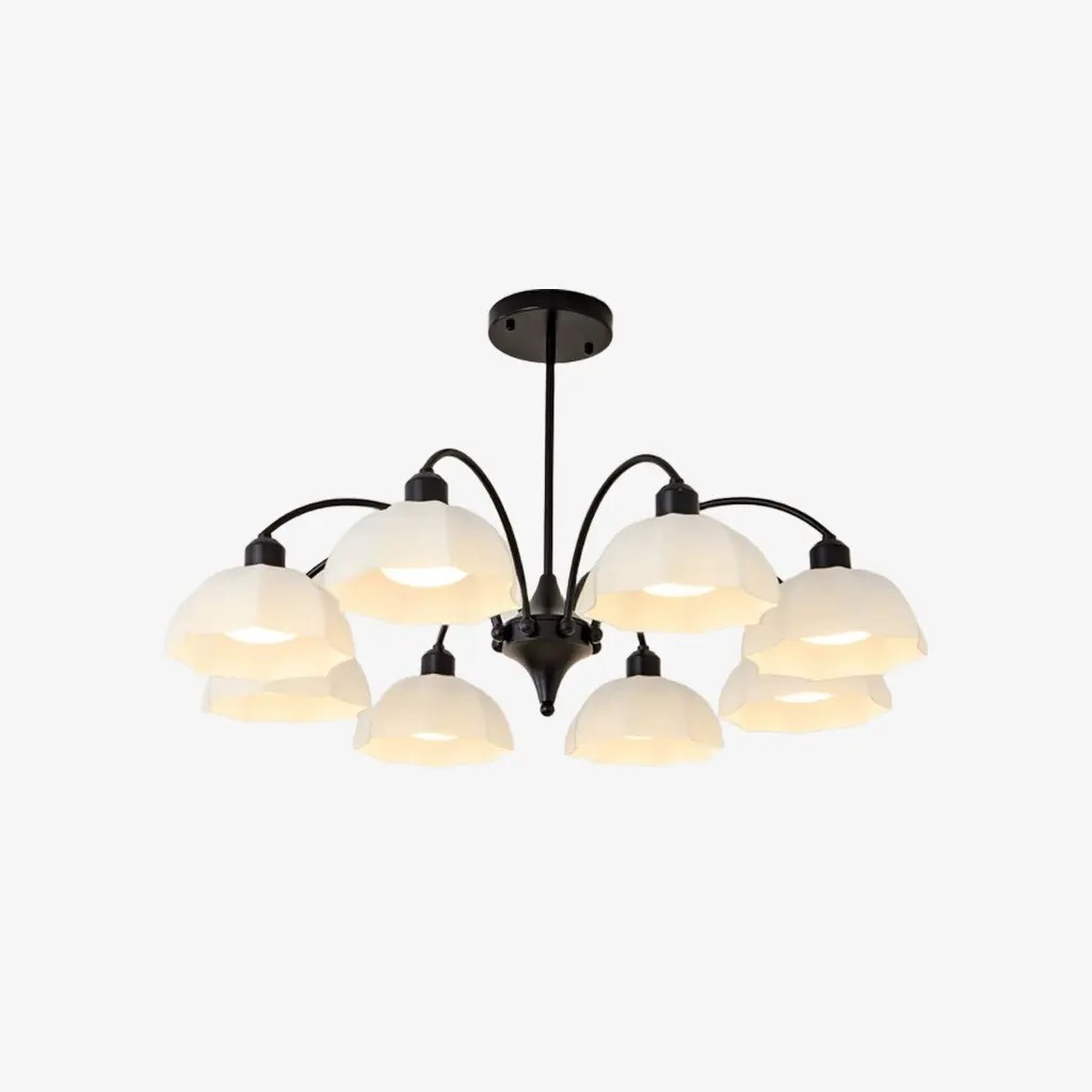 Zwarte kroonluchter met 8 lampen